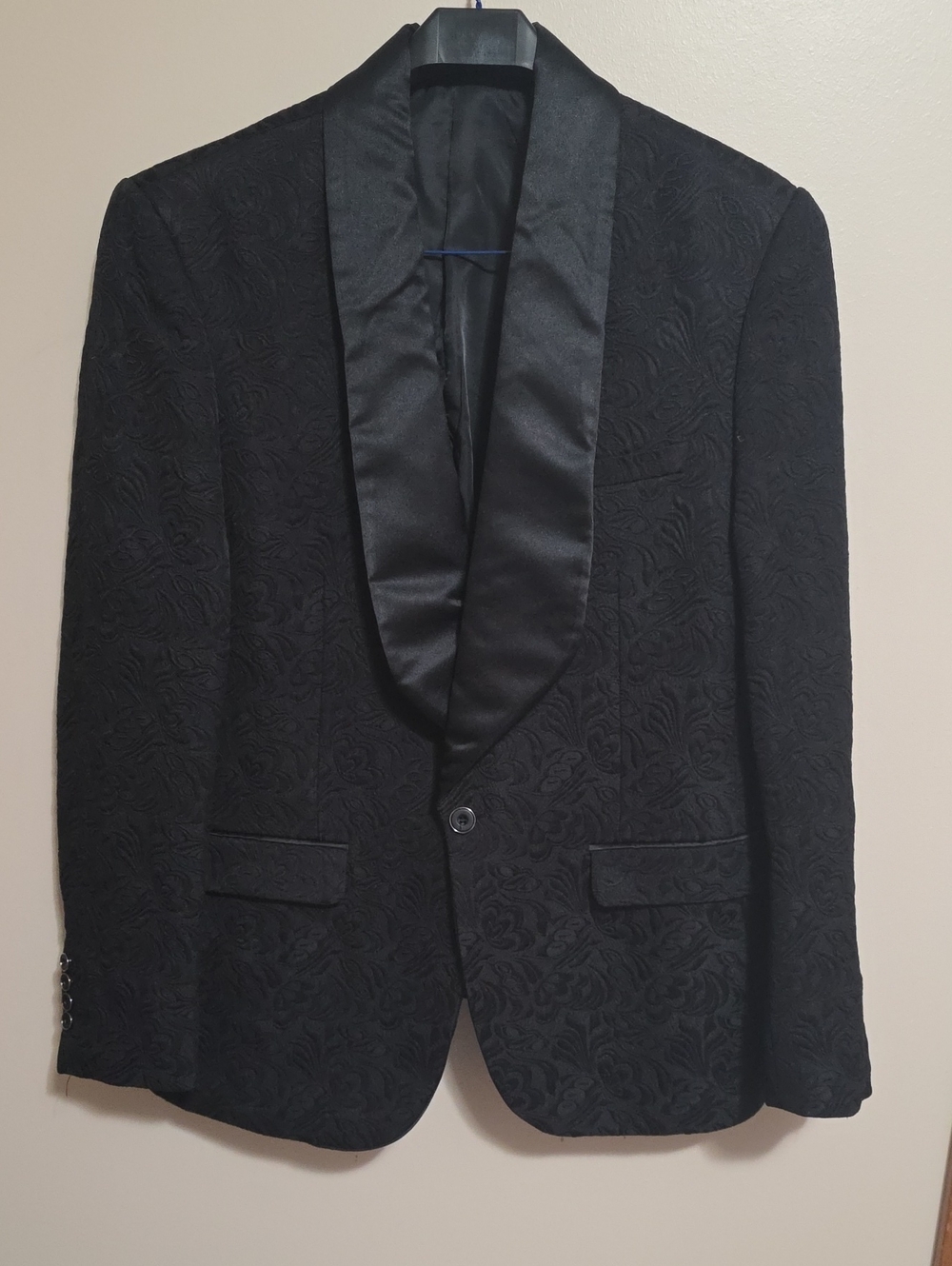 Source Unknown Black Shawl Collar Jacquard Tuxedo Jacket - Men